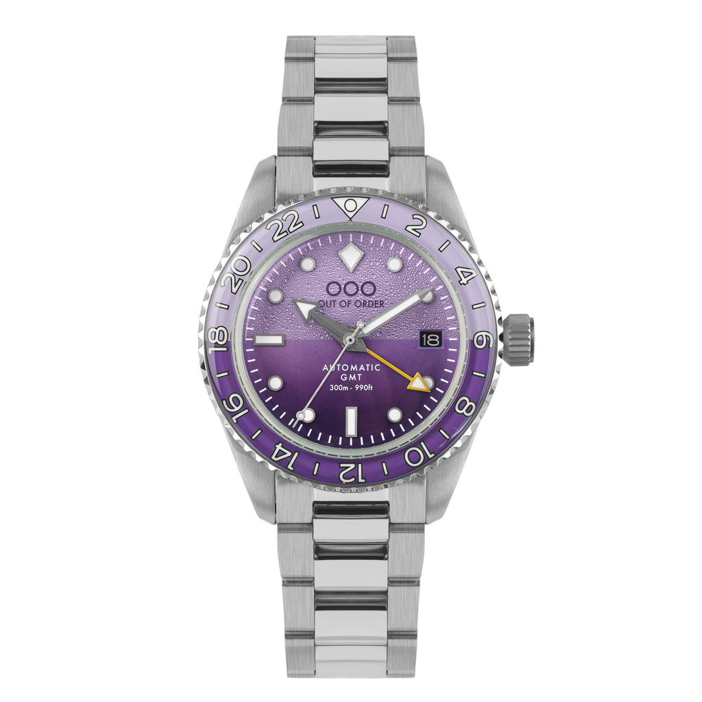 DARK VIOLET AUTOMATIC GMT - ULTRA BRUSHED – Out of Order Watches