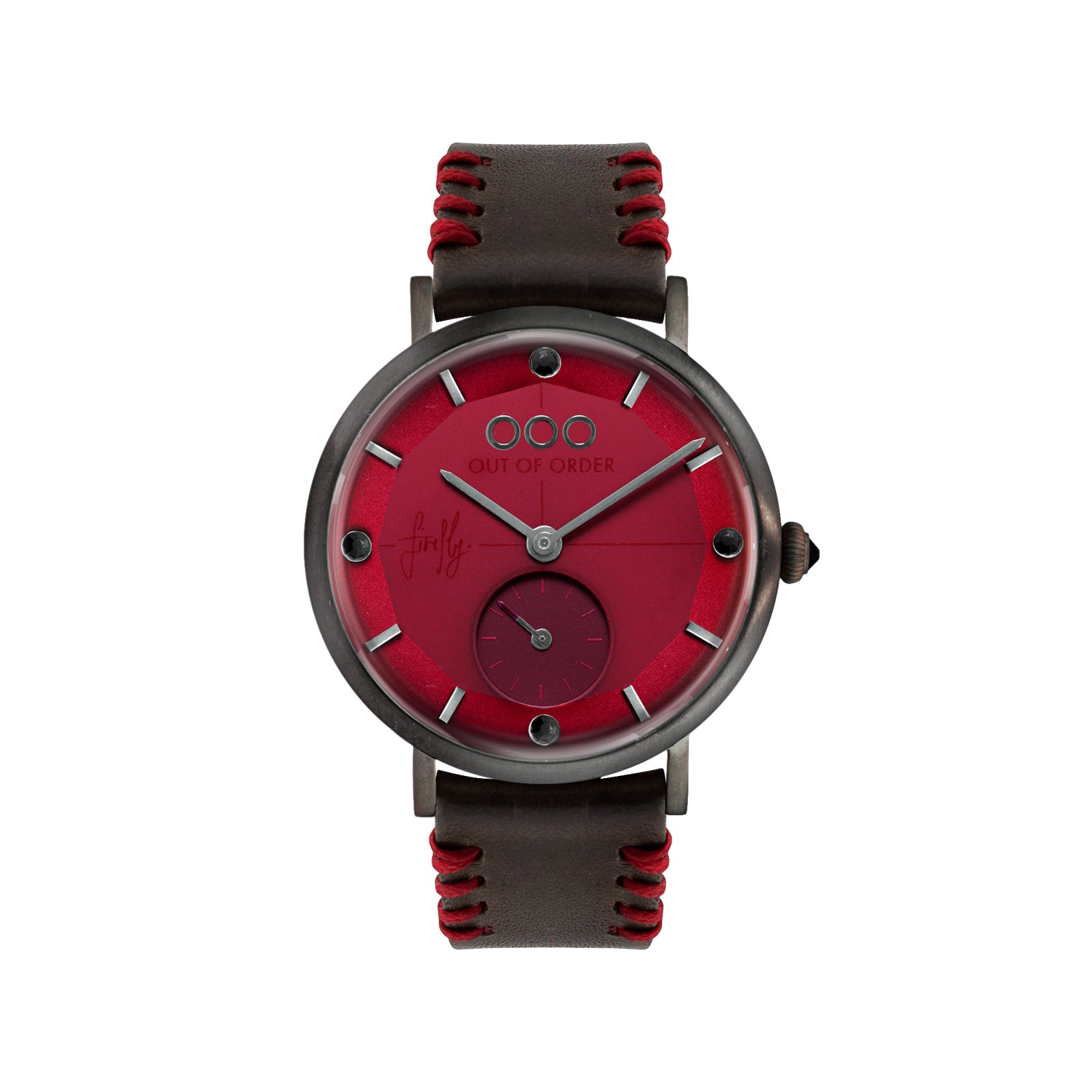 Red Firefly 41 mm - Out of Order Watches - Made in Italy - Front view
