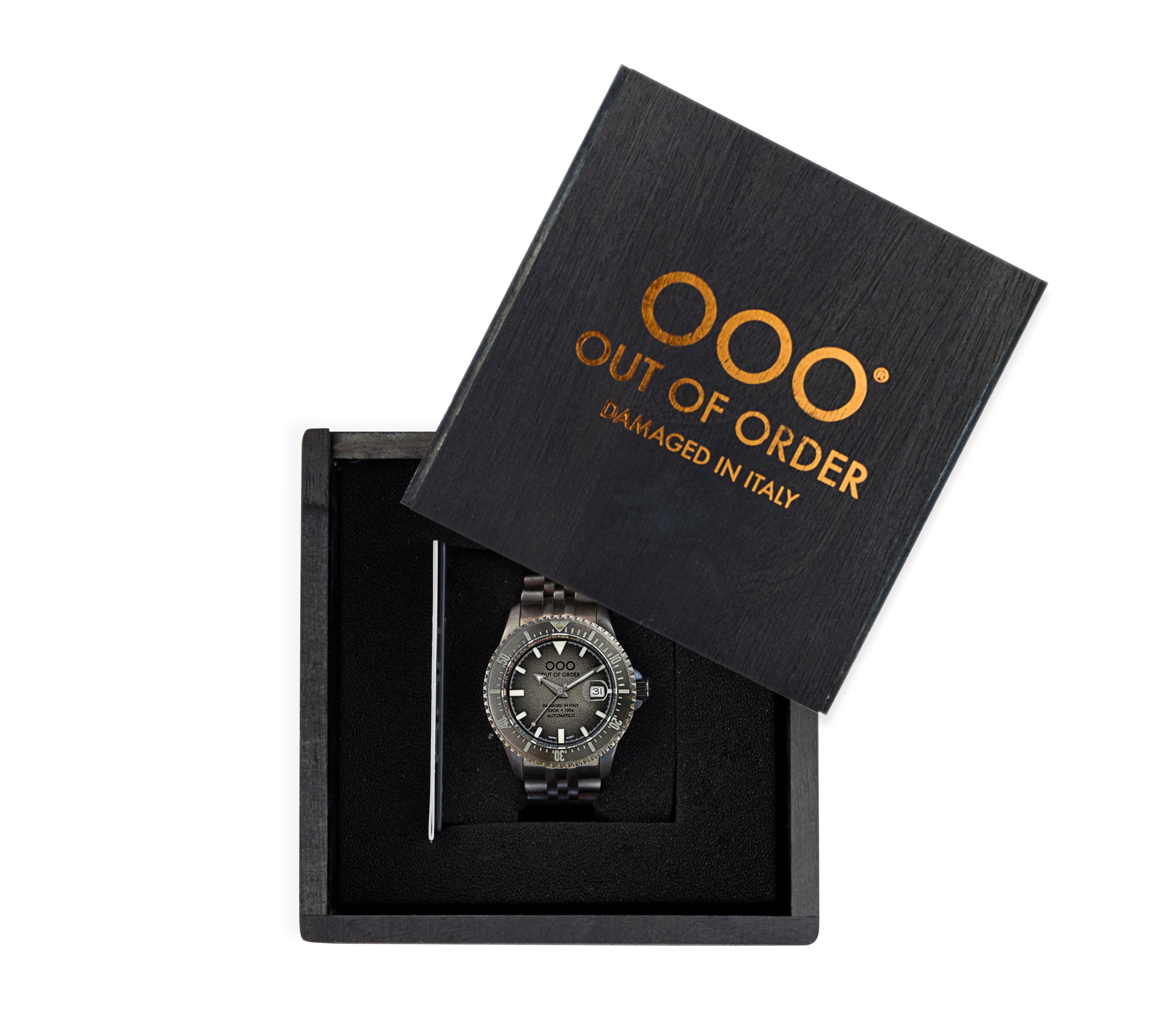 時計 OUT OF ORDER - BLACK SWISS AUTOMATICO Black Swiss Automatico Ø44mm| Out Of Order Watches – Out of Order